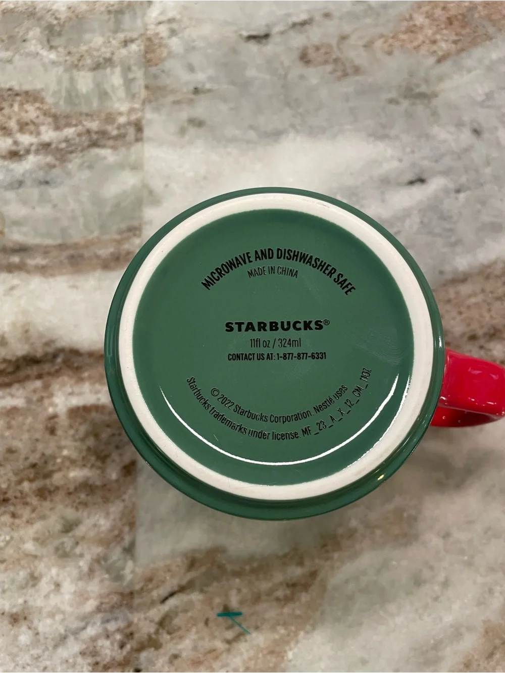 Starbucks Emerald Green Mug with Red Handle